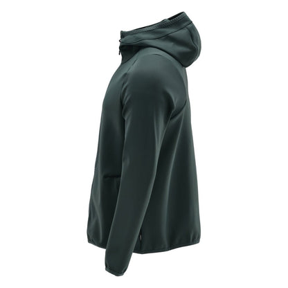 Fleece sweater, hood, zip microfleece jacket, forest green