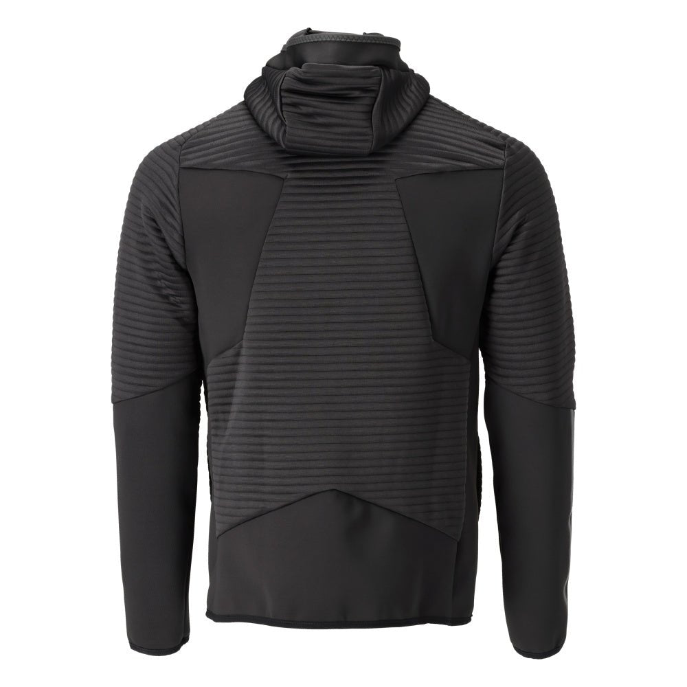 Fleece sweater, hood, zipper microfleece jacket, black