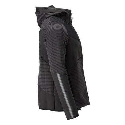 Fleece sweater, hood, zipper microfleece jacket, black