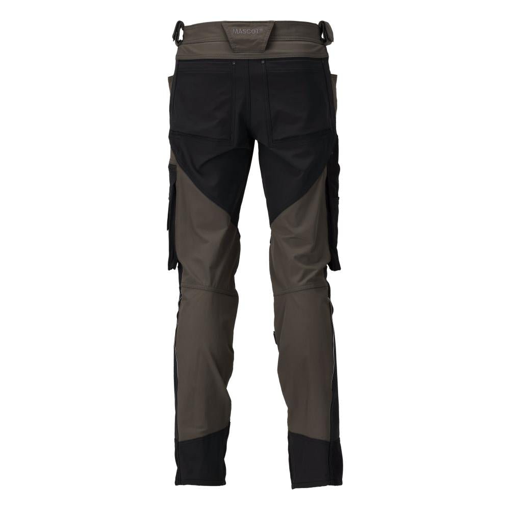 Trousers with knee pockets, stretch, light trousers, dark anthracite/black
