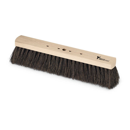 A wide, rectangular Nölle Profi Brush BECOnnect hall broom Arenga brush head with dark bristles and a light wooden block with multiple handle holes, from Nölle Profi Brush Bürsten- & Pinseltechnik e.K.