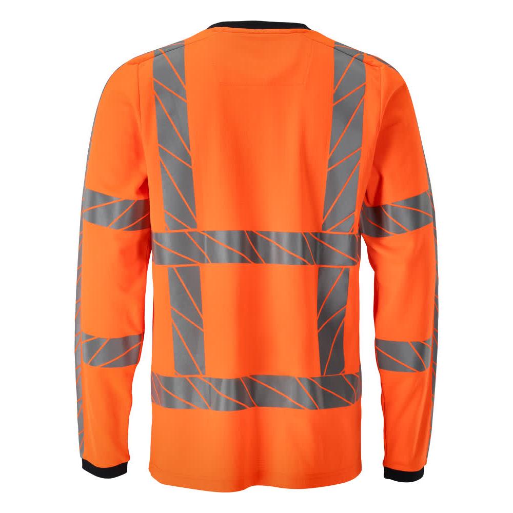 T-shirt, long sleeve, modern fit t-shirt, hi-vis orange