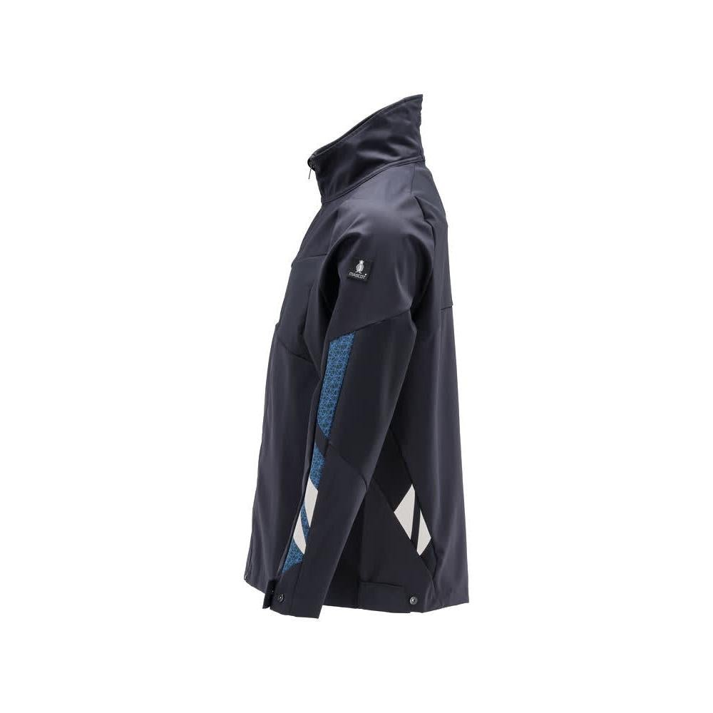Jacket, stretch, zipper metal work jacket, black-blue