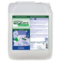 A 10-liter canister of the Dr. Schnell TOPCARE HOSPITAL building cleaning special dispersion from DR.SCHNELL GmbH & Co. KGaA, ideal for hospital cleaning, with a blue-green label and instructions for use, as well as an illustration of a mop and bucket.