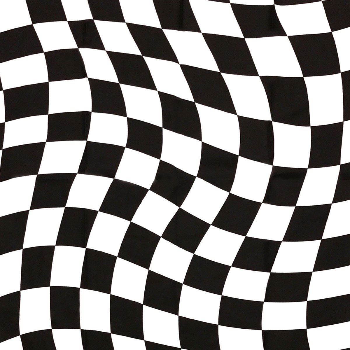 The Dunicel table cover 84x84 cm Grand Prix by Duni GmbH features a black-and-white checkered, wave-shaped pattern that creates an optical illusion - ideal for striking visual effects at festive events. Pack of 100 pieces.