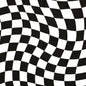 The Dunicel table cover 84x84 cm Grand Prix by Duni GmbH features a black-and-white checkered, wave-shaped pattern that creates an optical illusion - ideal for striking visual effects at festive events. Pack of 100 pieces.