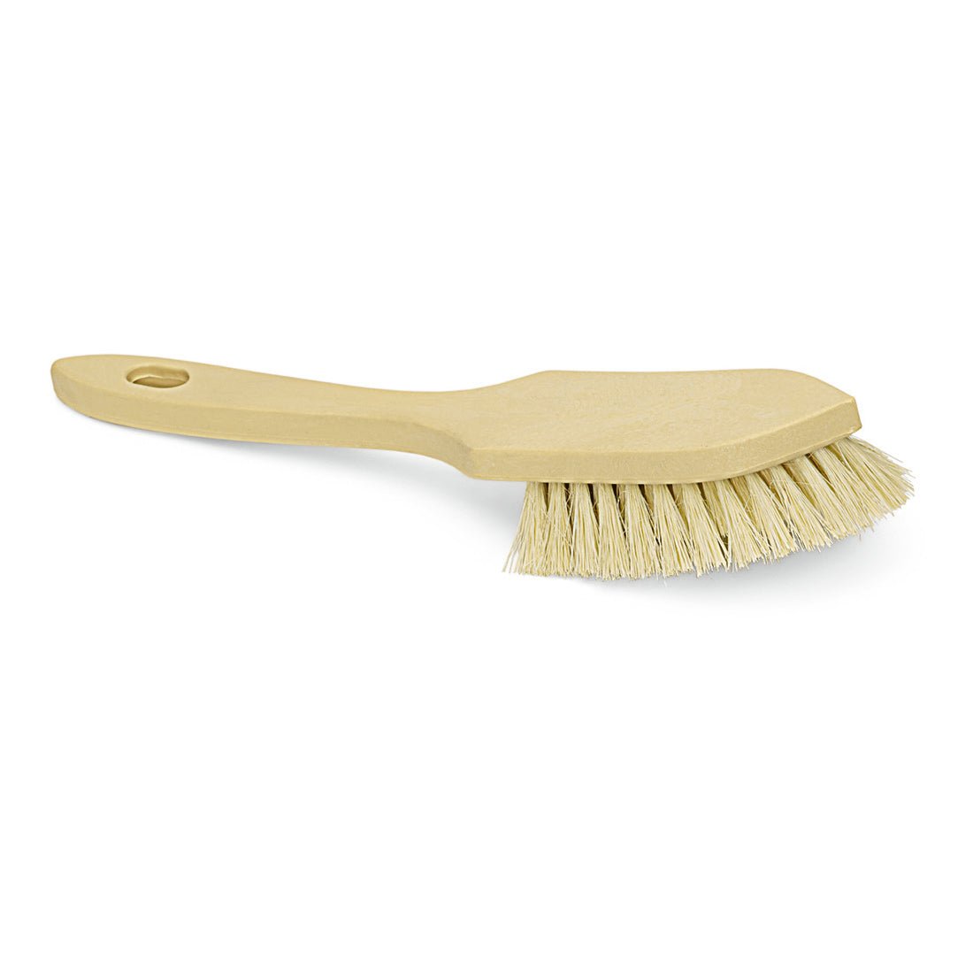 Tá an scuab láimhseála Nölle Profi Brush 28 cm, meánchrua, déanta as Thermo-PET teasa-resistant ó Nölle Profi Brush Bürsten- & Pinseltechnik e.K., le poll ar an láimhseáil, le feiceáil ar chúlra bán.