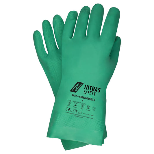 NITRAS GREEN BARRIER, chemical protection gloves, green