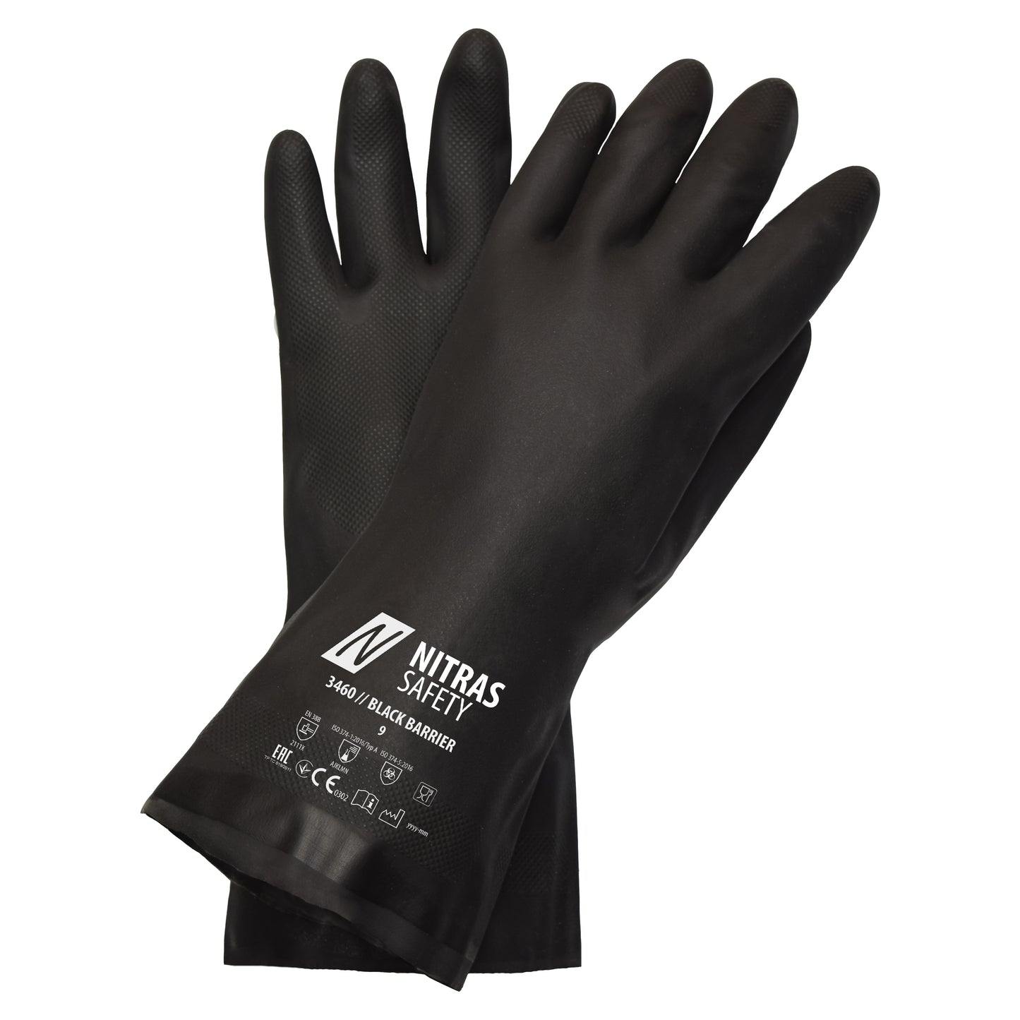 NITRAS BLACK BARRIER, chemical protection gloves, black
