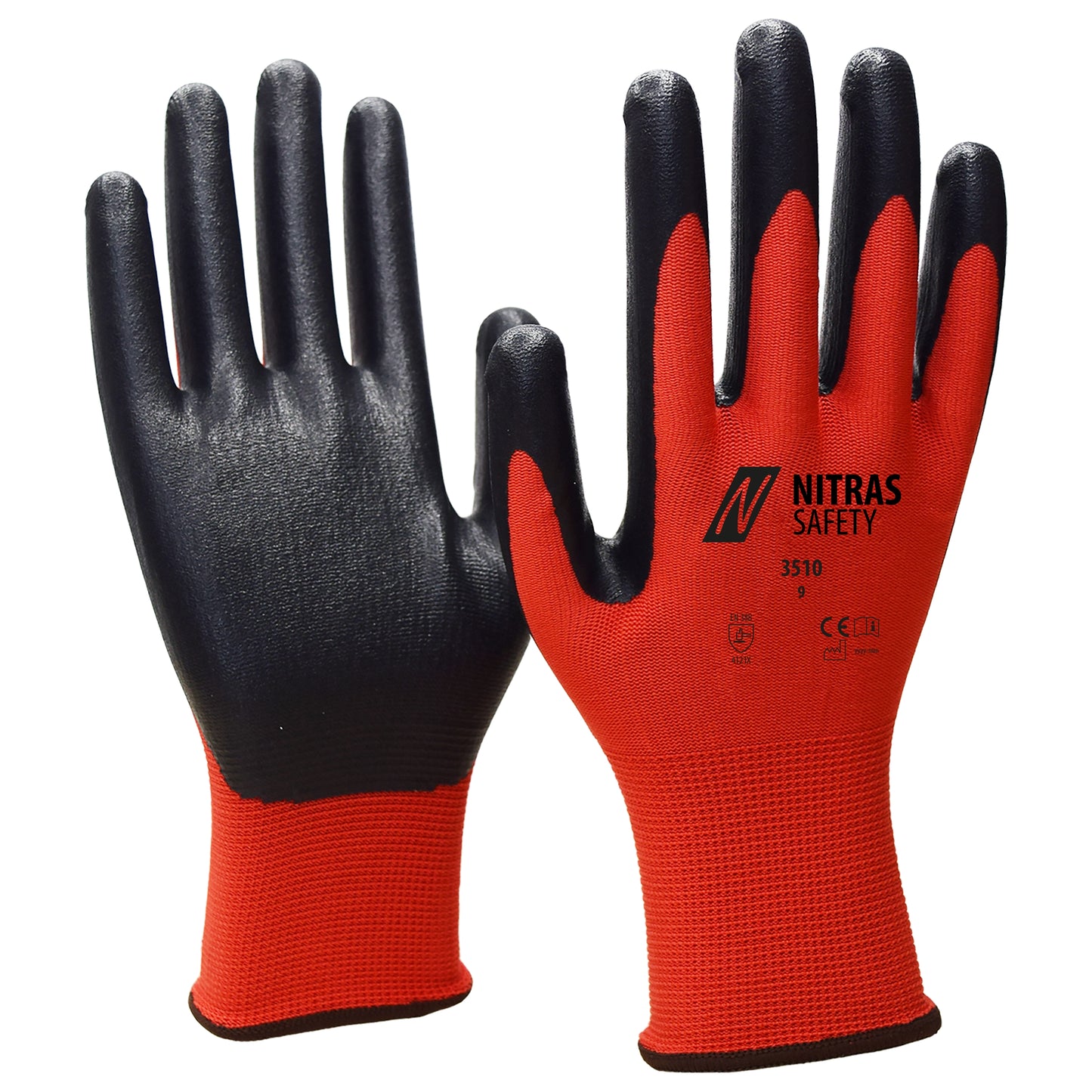 NITRAS nylon gloves, red / black