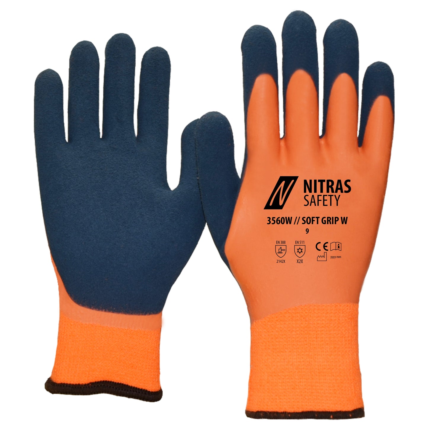 NITRAS SOFT GRIP W, winter gloves, orange / dark blue