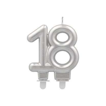 The PAPSTAR GmbH anniversary candles with holder 7 cm "silver" is a silver anniversary candle in number form with two holders - ideal for unforgettable birthday parties.
