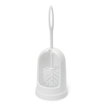 The Nölle Profi Brush urinal brush (33 cm) with stiff black PP bristles stands upright in a white holder with an open front and top handle from Nölle Profi Brush Brush & Paintbrush Technology e.K. - ideal for professional urinal cleaning.