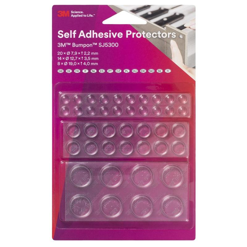 3M™ Bumpon™ SJ5300BL elastic buffer mini pack (20x SJ5302, 14x SJ5312, 8x SJ5344), transparent | Pack (1 set)