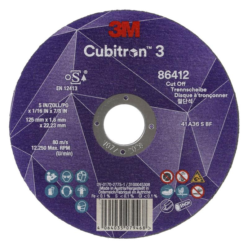 3M™ Cubitron™ 3 cutting disc, 91564, 60+, T41, 75 mm x 1 mm x 8 mm, EN, 25/pack, 50 pieces/PU | Pack (25 pieces)