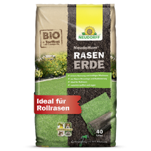 Der Neudorff Shop NeudoHum RasenErde ist eine 40L biologische, torffreie, vegane Rasenerde - ideal zum Anlegen von grünem Rasen oder Rollrasen, wie er auf der Rasenverpackung abgebildet ist. Perfekt für Rasenfläche und gesundes Wachstum.