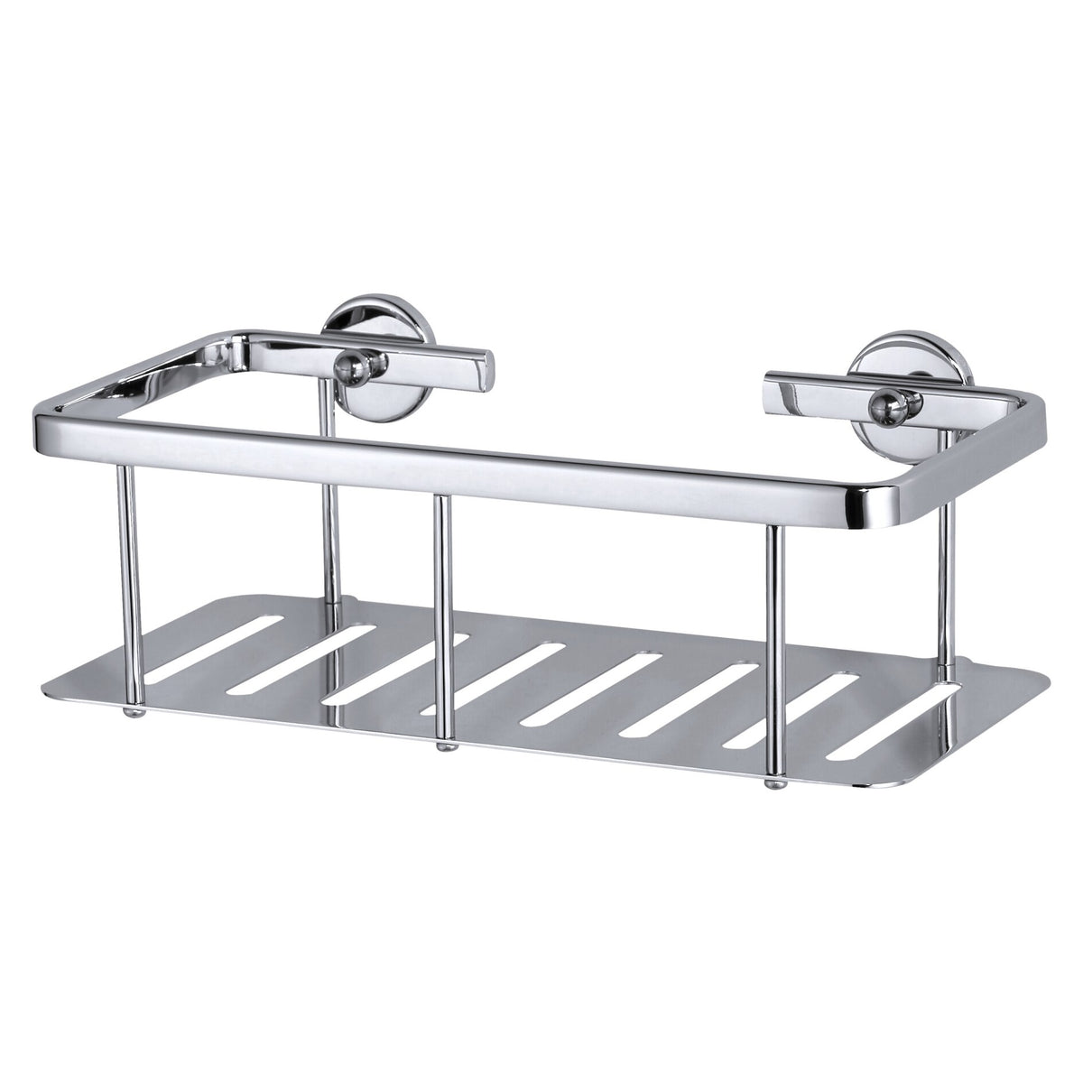 tesa ALUXX Single-Tier Shower Shelf, Aluminum, Chrome-Plated, Includes Adhesive Solution