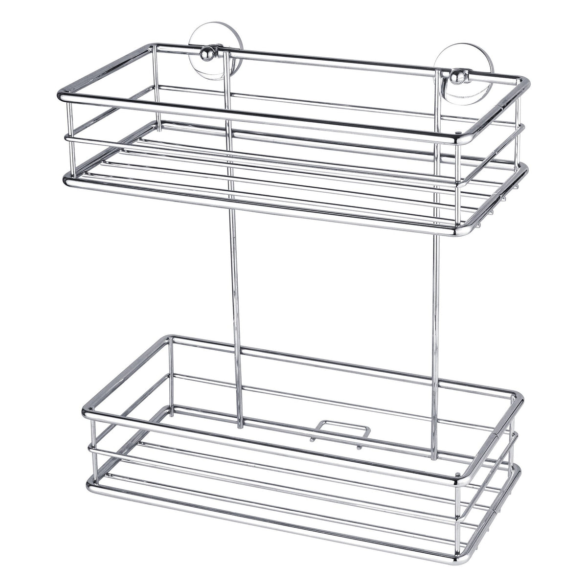 tesa BAATH Shower Basket, Two-Tier, Chrome-Plated Metal, Includes Adhesive Solution