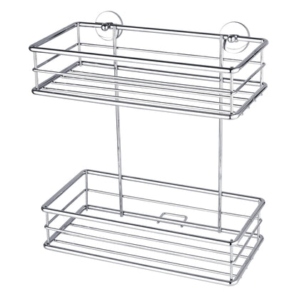 tesa BAATH Shower Basket, Two-Tier, Chrome-Plated Metal, Includes Adhesive Solution