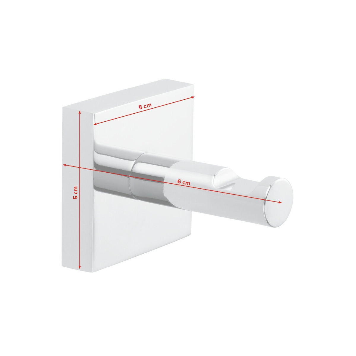 tesa Ekkro Coat Hook, Chrome-Plated, Includes Adhesive Solution – Dimensions