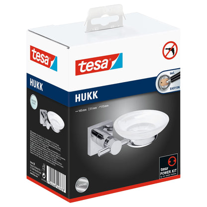 tesa Hukk Soap Dish, Wall-Mounted, Chrome-Plated, Includes Adhesive Solution