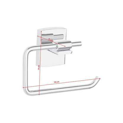 tesa Klaam Toilet Paper Holder without Lid, Self-Adhesive, Chrome-Plated – Dimensions