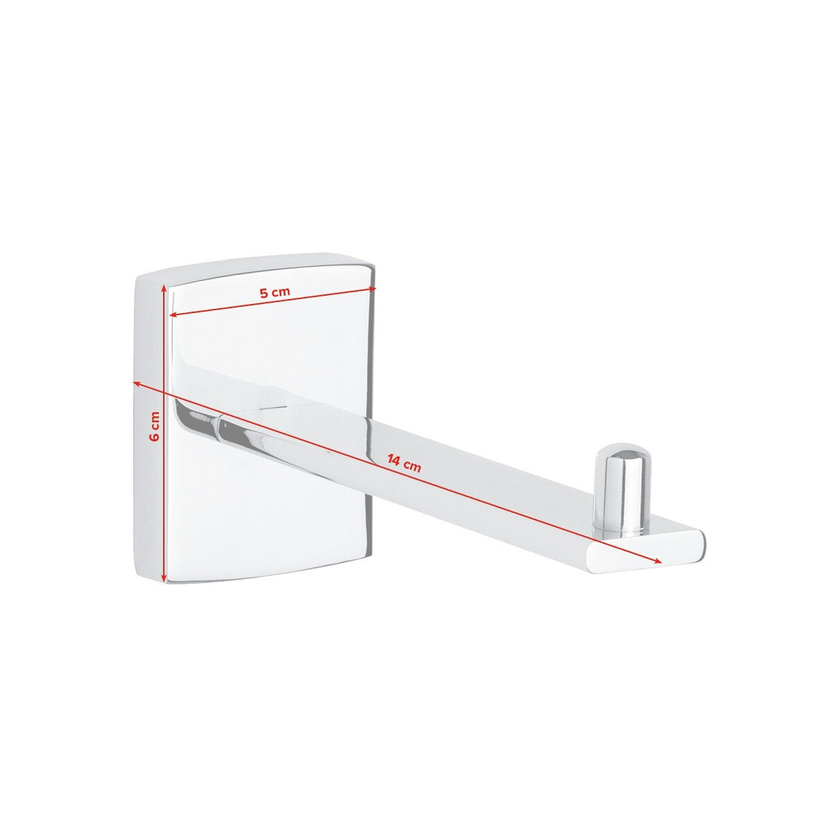 tesa Klaam Replacement Roll Holder, Chrome-Plated, Includes Adhesive Solution – Dimensions