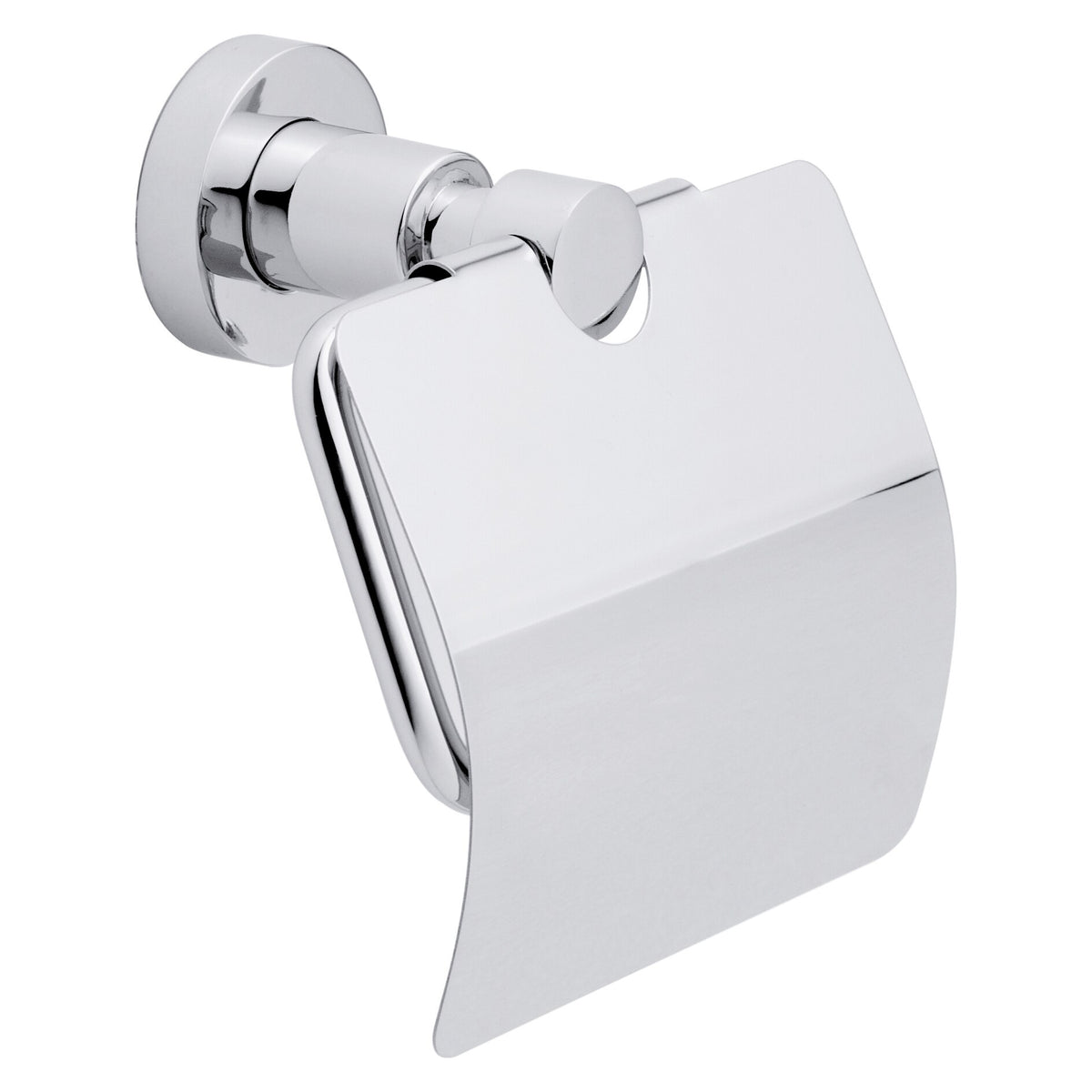tesa Loxx Toilet Paper Holder with Lid, Chrome-Plated, Includes Adhesive Solution