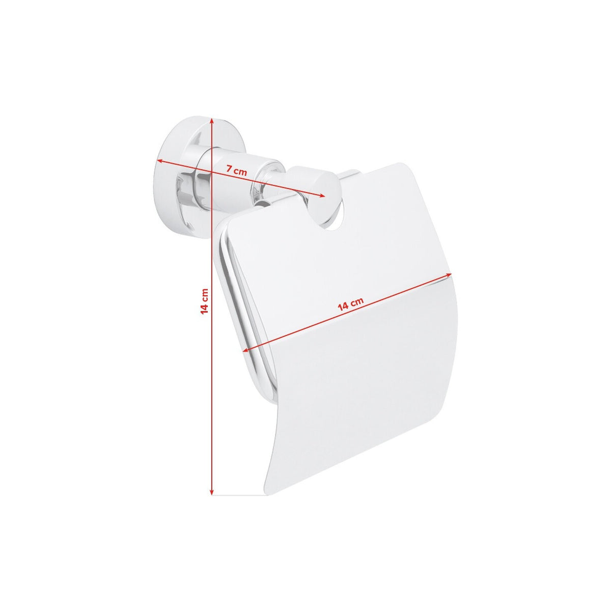 tesa Loxx Toilet Paper Holder with Lid, Chrome-Plated, Includes Adhesive Solution – Dimensions