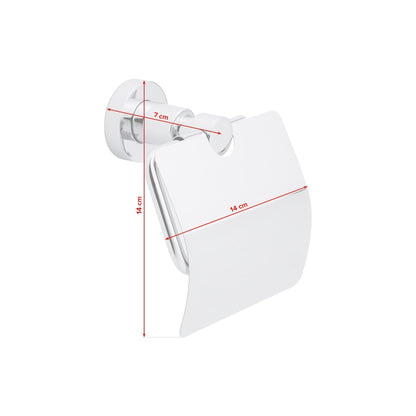 tesa Loxx Toilet Paper Holder with Lid, Chrome-Plated, Includes Adhesive Solution – Dimensions