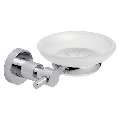 tesa Loxx Soap Dish (No Drilling Required), Chrome-Plated, Satin-Finish Glass