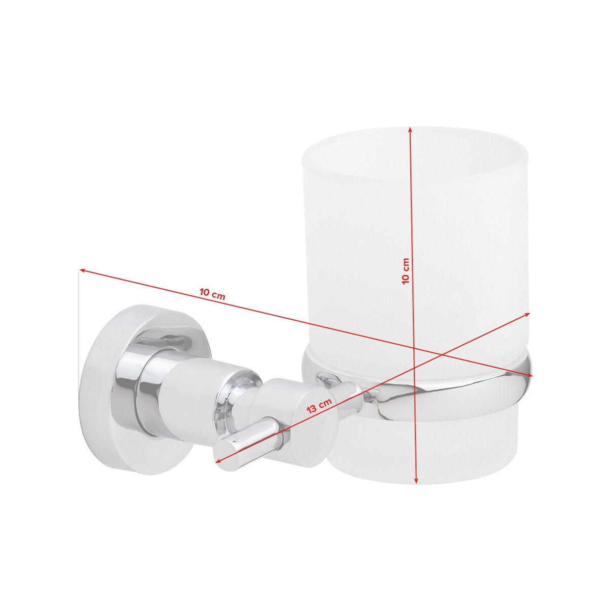 tesa Loxx Toothbrush Holder in Stainless Steel Finish, Includes Adhesive Solution – Dimensions