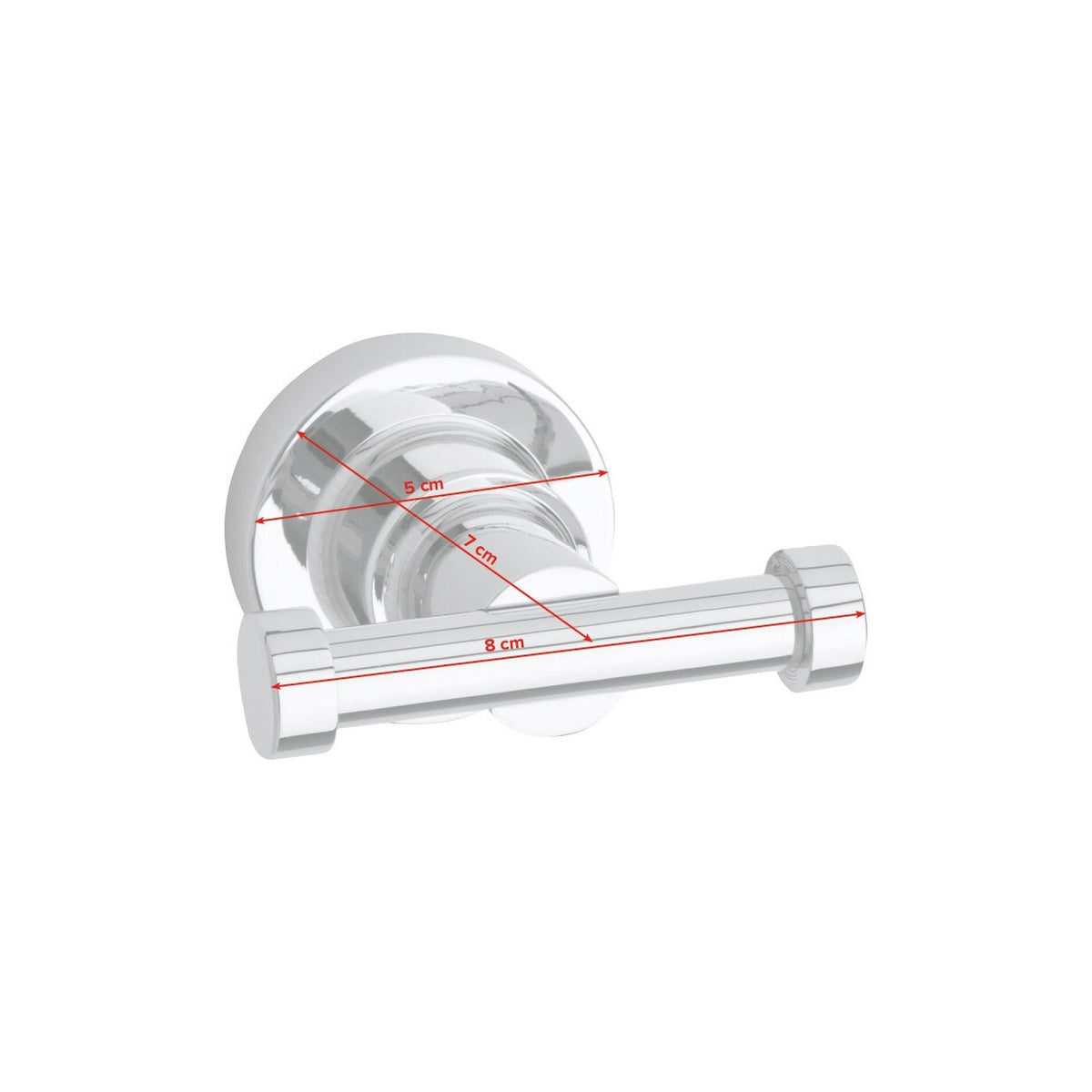 tesa Luup Designer Coat Hook, Chrome-Plated, Includes Adhesive Solution – Dimensions