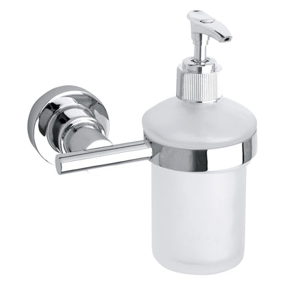 tesa Luup Soap Dispenser (175 ml), chrome-plated, includes adhesive solution