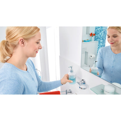 tesa Luup Soap Dispenser (175 ml), chrome-plated, includes adhesive solution – Instructions for Use