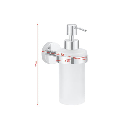 tesa SMOOZ Soap Dispenser Set, Chrome-Plated, Includes Adhesive Solution – Dimensions