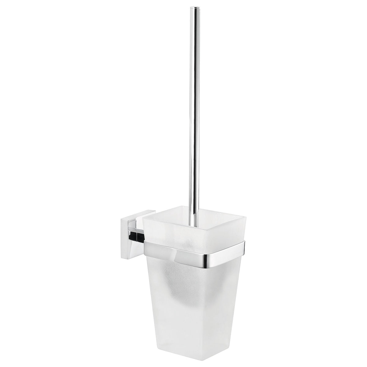 tesa DELUXXE Toilet Brush Set, Metal, Chrome-Plated, Includes Adhesive Solution