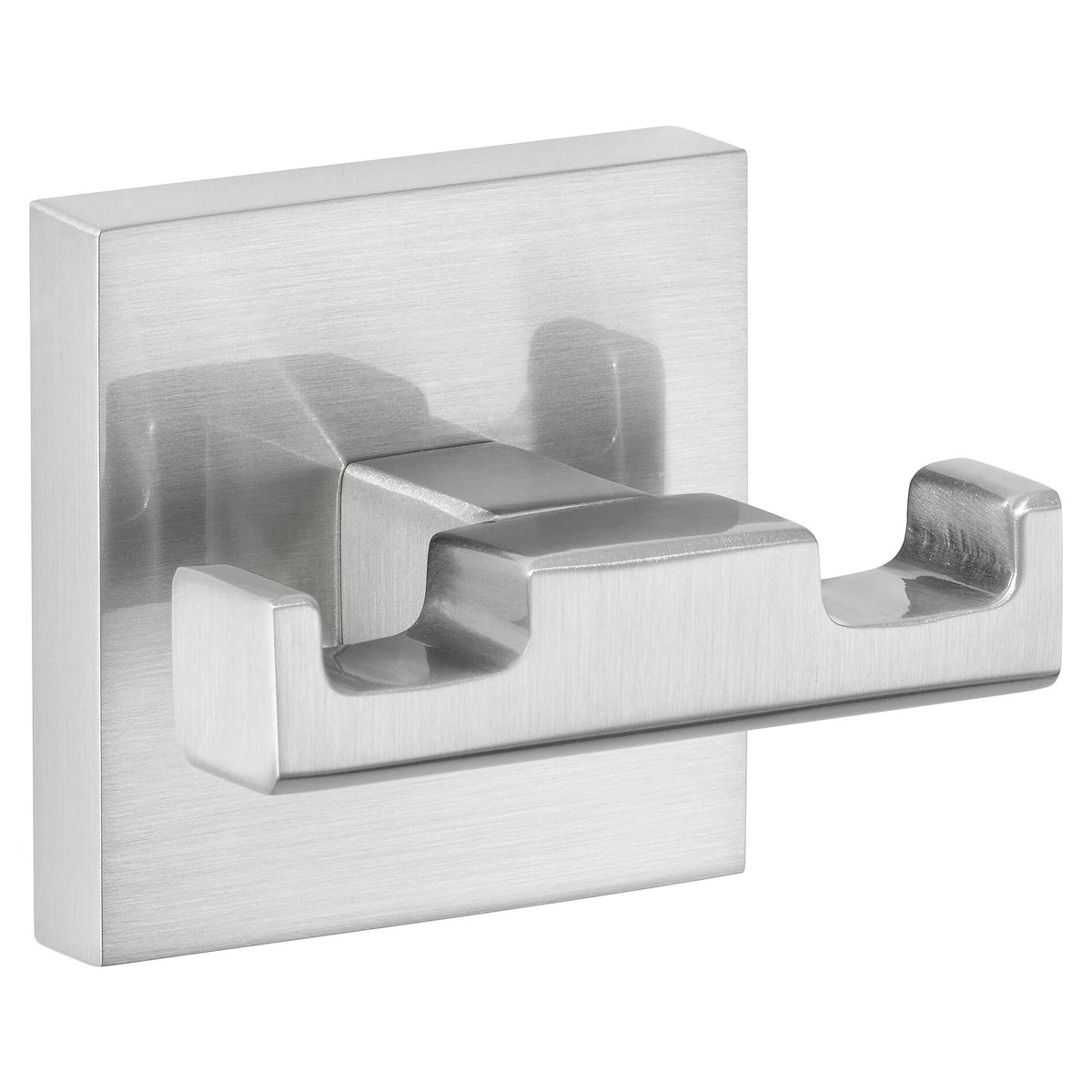 tesa EXXCLUSIV Double Wall Hook, Stainless Steel Finish, Adhesive Mount