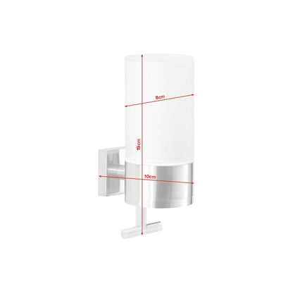 tesa EXXCLUSIV Soap Dispenser, Stainless Steel Look, Includes Adhesive Solution – Dimensions