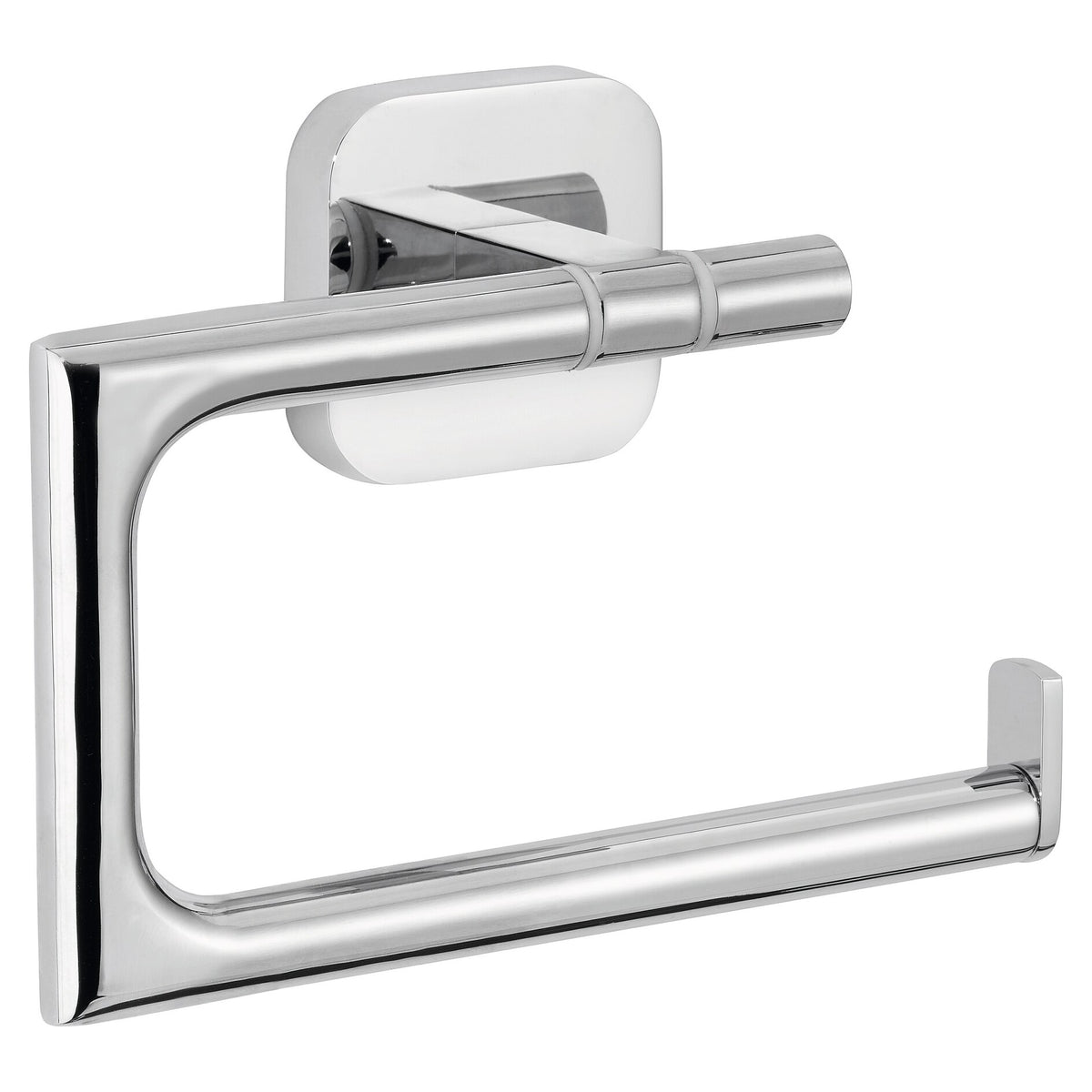 tesa ELEGAANT Toilet Paper Holder, without lid, metal, chrome-plated, includes adhesive solution