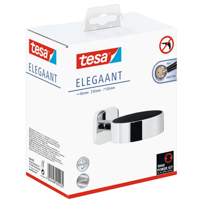tesa ELEGAANT Hair Dryer Holder, chrome-plated, elegant design, includes adhesive solution