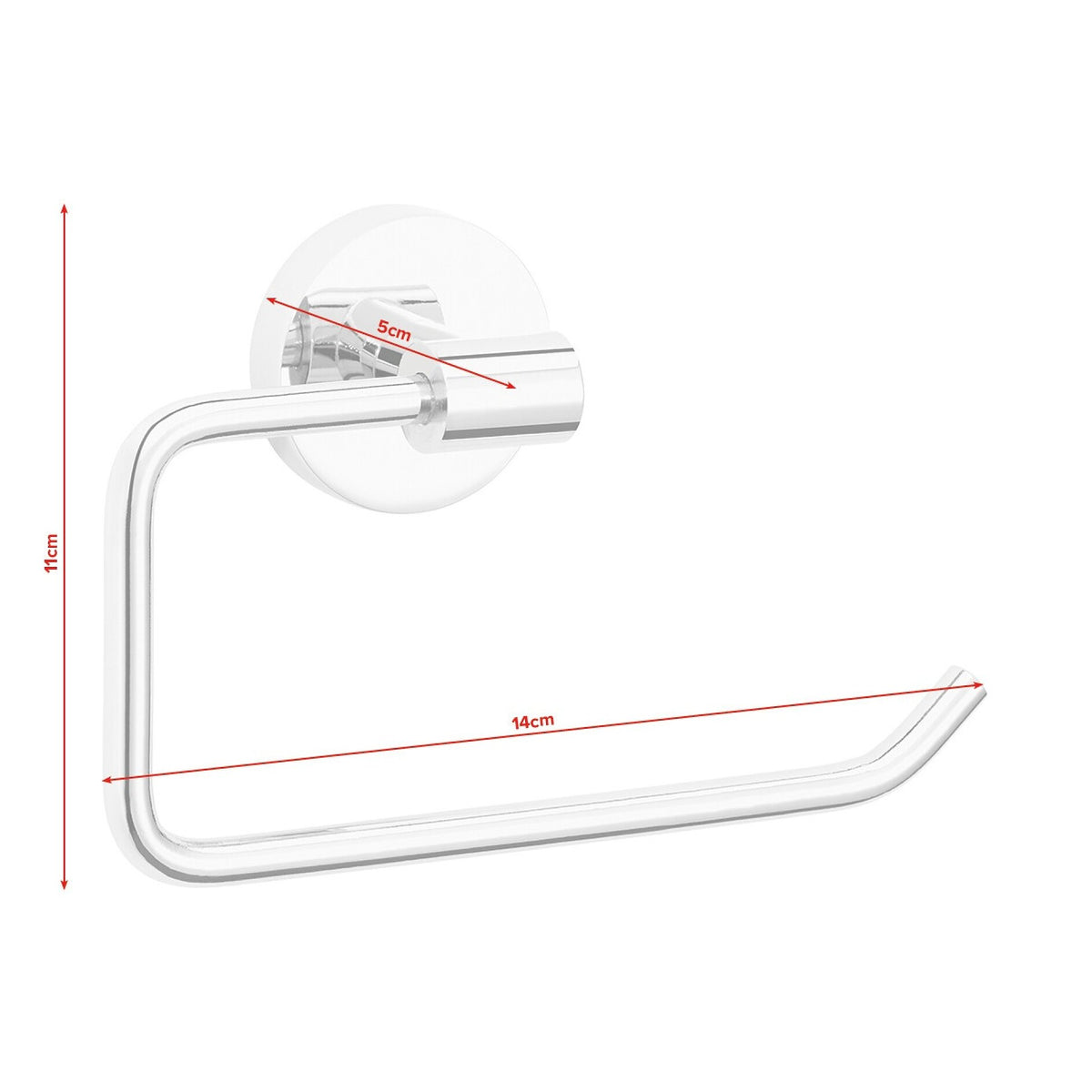 tesa Exxcellent Toilet Paper Holder without Lid, Metal, Chrome-Plated, Includes Adhesive Solution – Dimensions