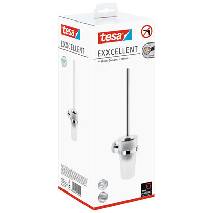 tesa Exxcellent Toilet Brush, Metal, Chrome-Plated, Includes Adhesive Solution