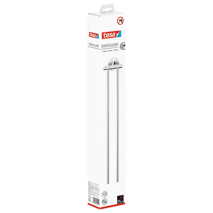 tesa Exxcellent Towel Rack, Metal, Chrome-Plated, 2-Arm, Includes Adhesive Solution