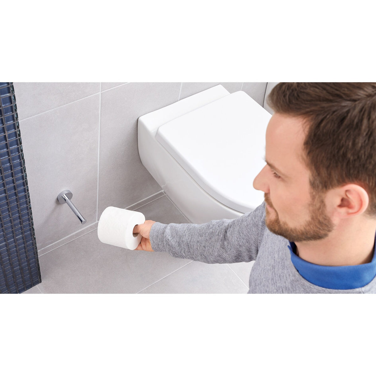 tesa Exxcellent Replacement Roll Holder, Metal, Chrome-Plated, Includes Adhesive Solution – Application