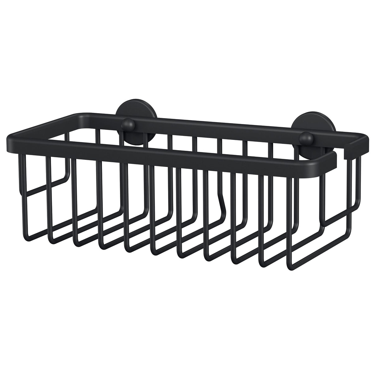 tesa ALUXX BLACK Shower Basket, Matte Black, for the Shower and Bathtub