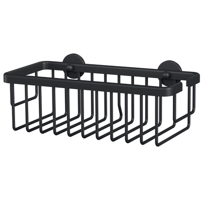 tesa ALUXX BLACK Shower Basket, Matte Black, for the Shower and Bathtub