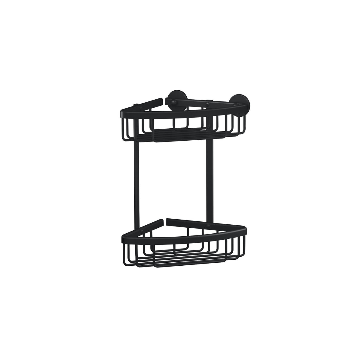 tesa ALUXX BLACK Corner Shower Basket, Two-Tier, Matte Black, for Shower and Bathtub