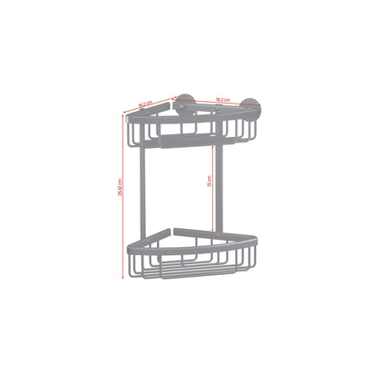 tesa ALUXX BLACK Corner Shower Basket, Two-Tier, Matte Black, for Shower and Bathtub
