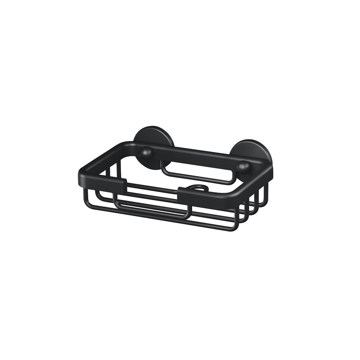 tesa ALUXX BLACK Soap Basket, Matte Black, for the Shower and Bathtub